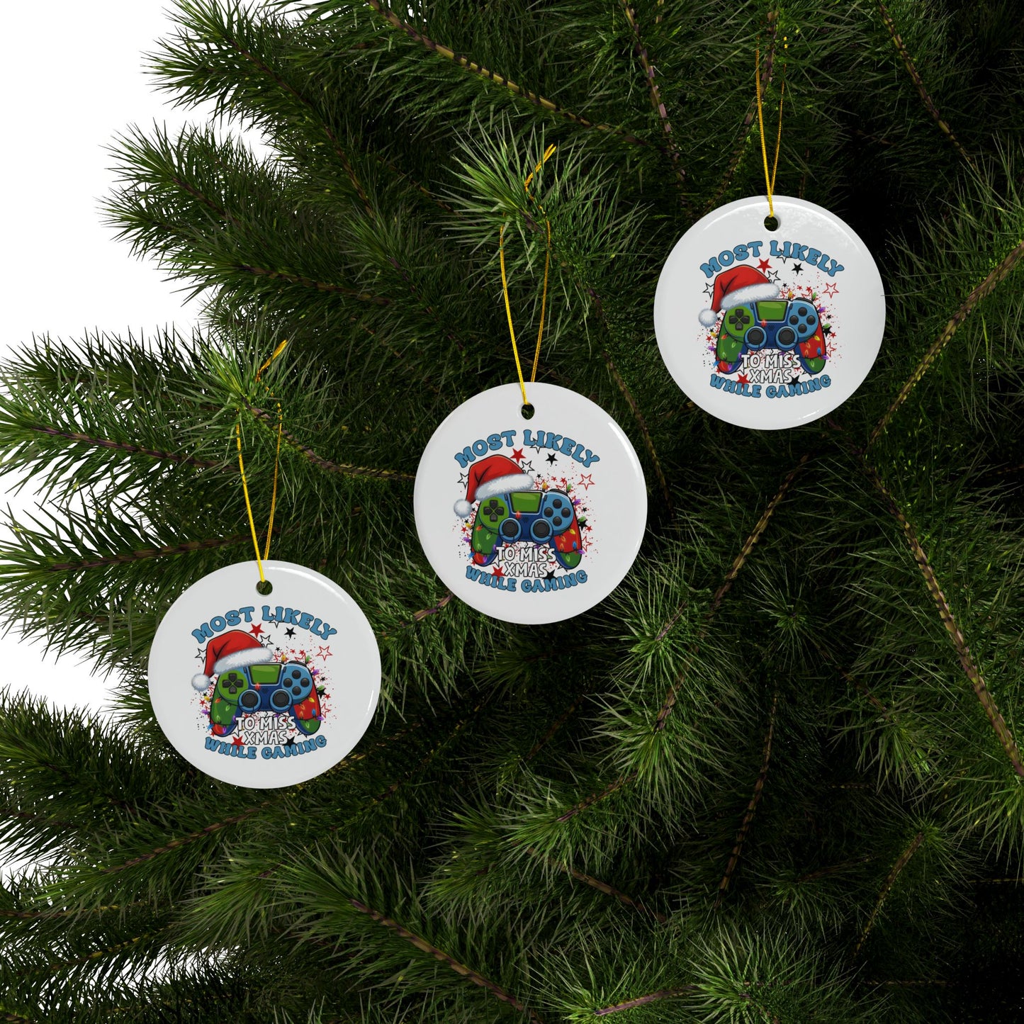 Funny Gamer Ceramic Ornaments - Most Likely to Miss Xmas While Gaming - Perfect Holiday Decor, Gift for Gamers, Christmas Tree [...]