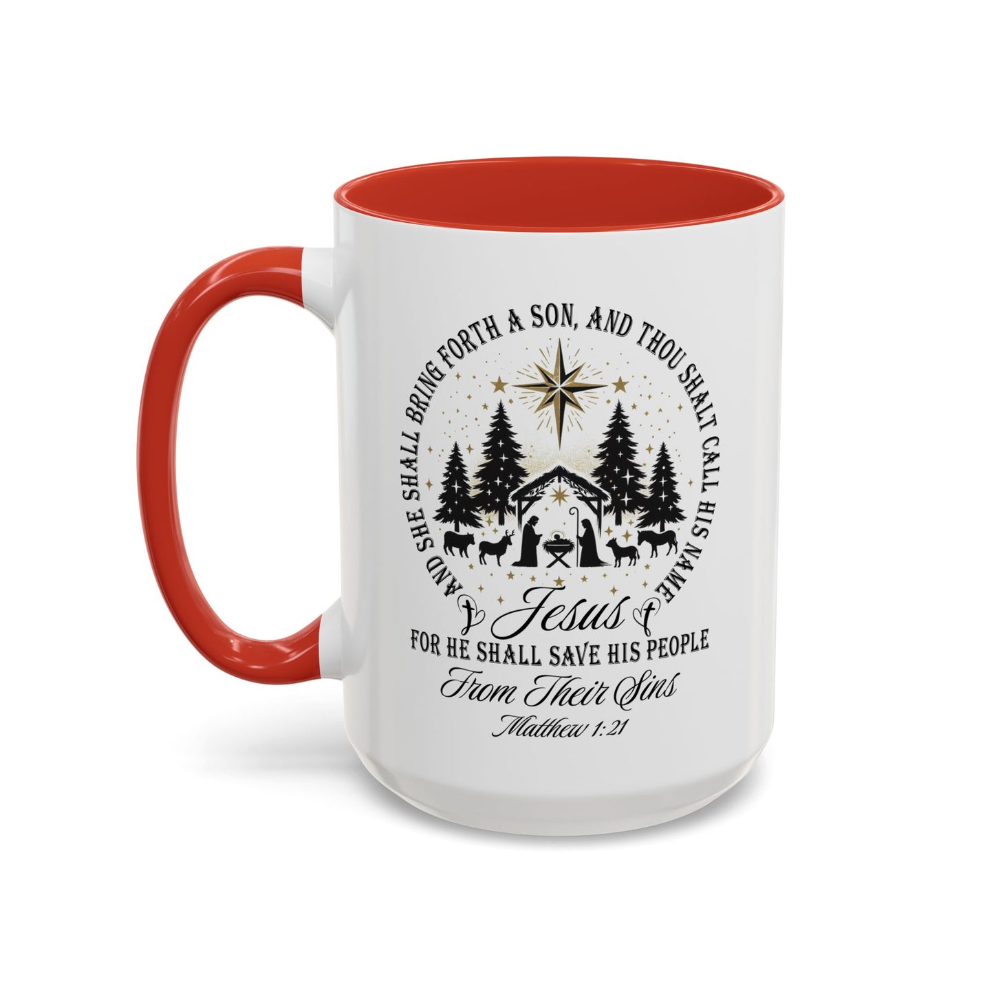 Matthew 1:21 Accent Coffee Mug (11, 15oz)