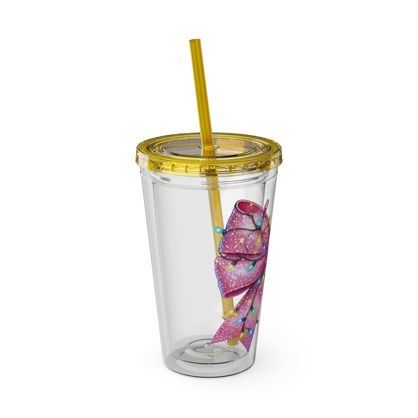 Pink Christmas  Sunsplash Tumbler with Straw, 16oz