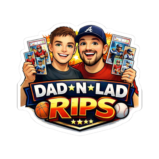 Dad N Lad Rips Sports Sticker — Baseball & Basketball Trading Card Design (Kiss-Cut)