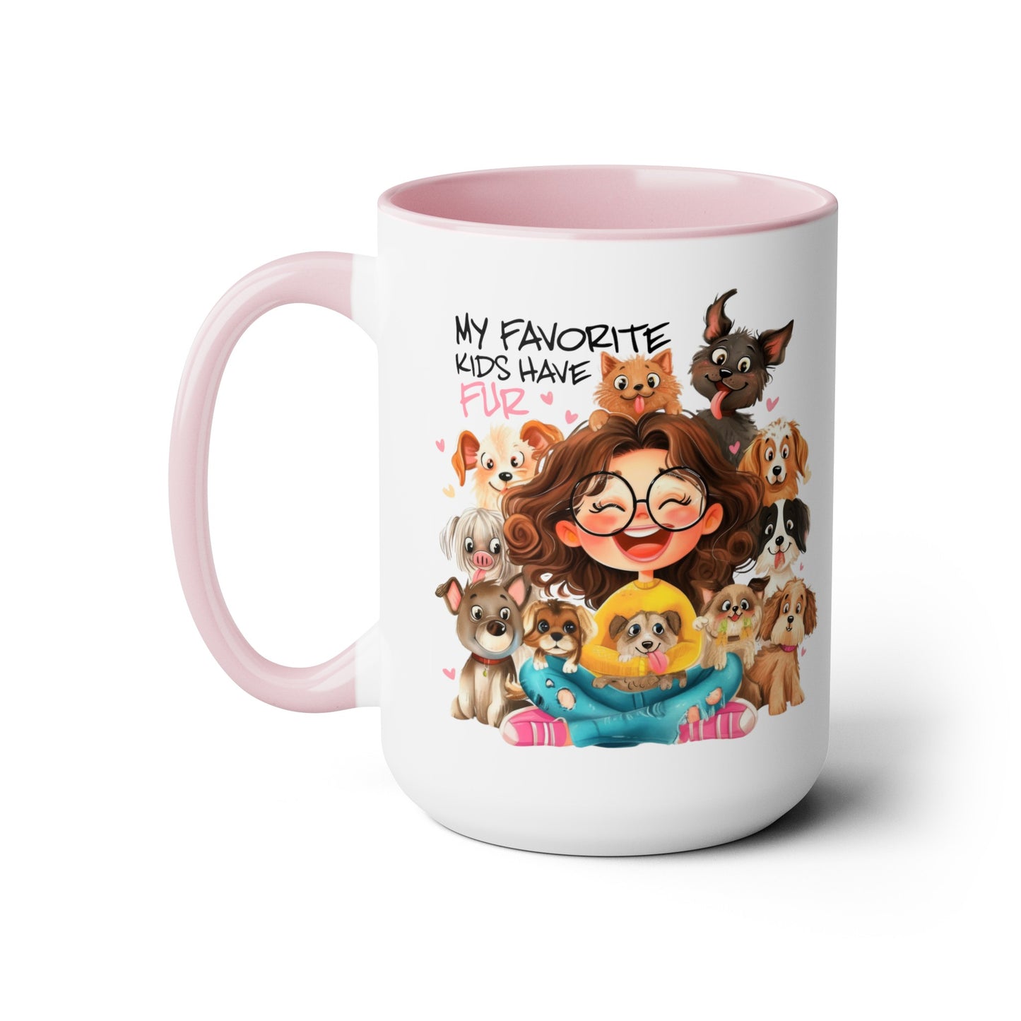 Favorite Kids Have Fur Two-Tone Coffee Mugs, 15oz