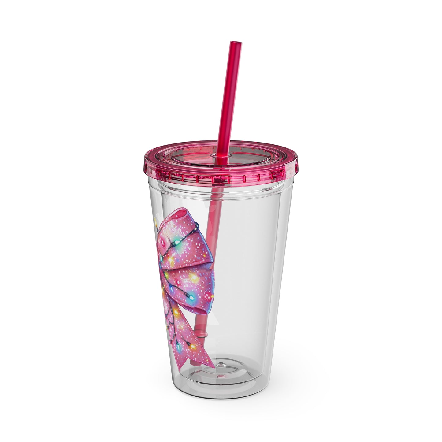 Pink Christmas  Sunsplash Tumbler with Straw, 16oz
