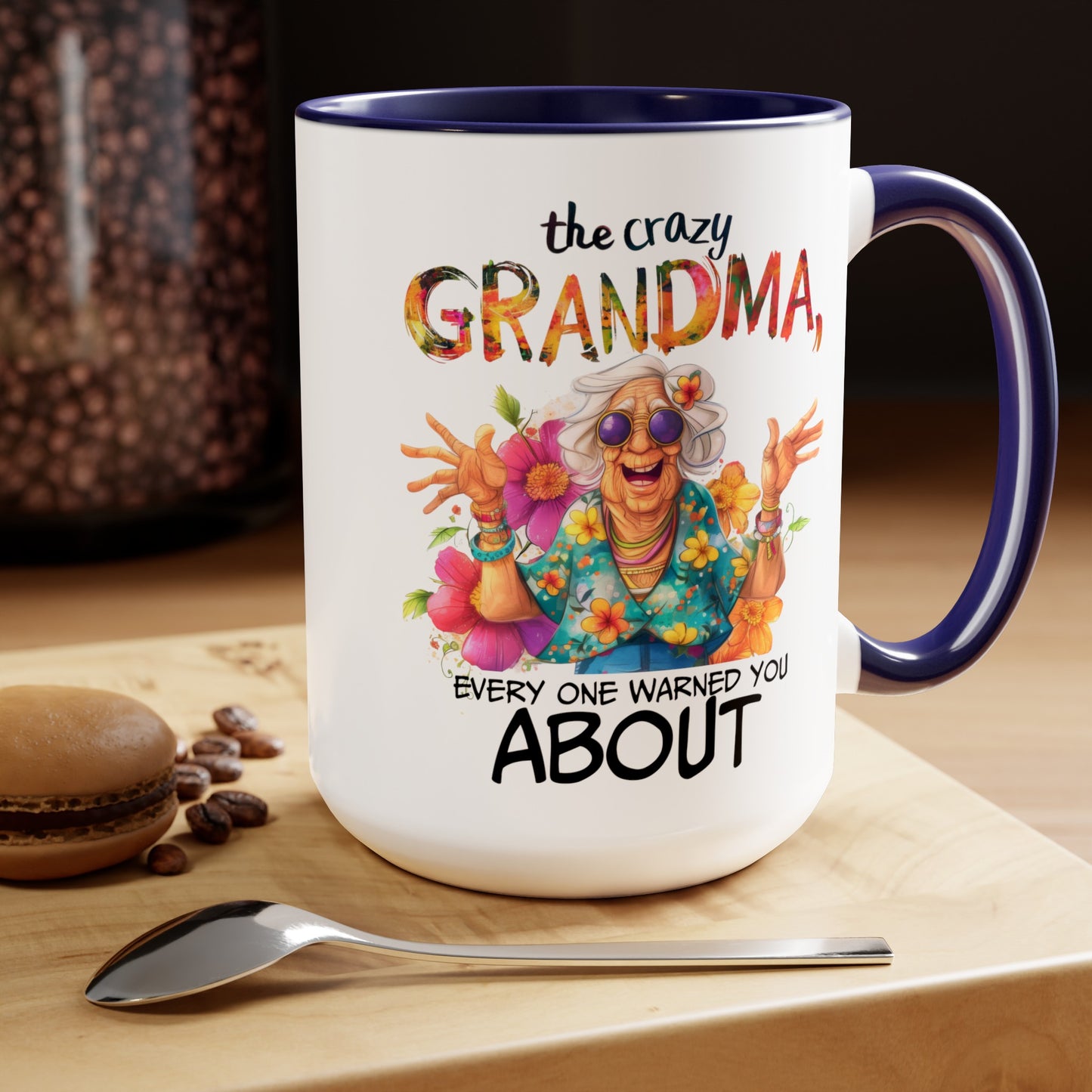 Crazy Grandma Two-Tone Coffee Mugs, 15oz