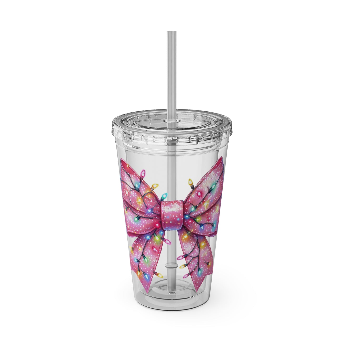 Pink Christmas  Sunsplash Tumbler with Straw, 16oz