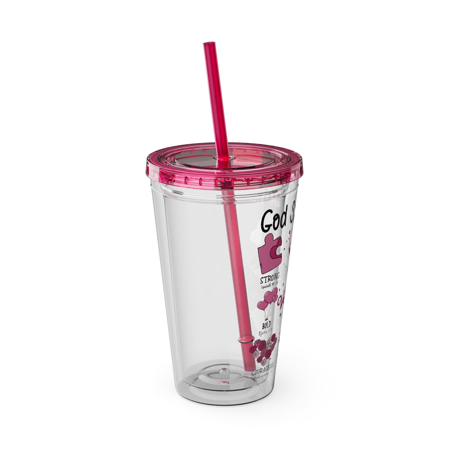 God Says I Am Sunsplash Tumbler with Straw, 16oz