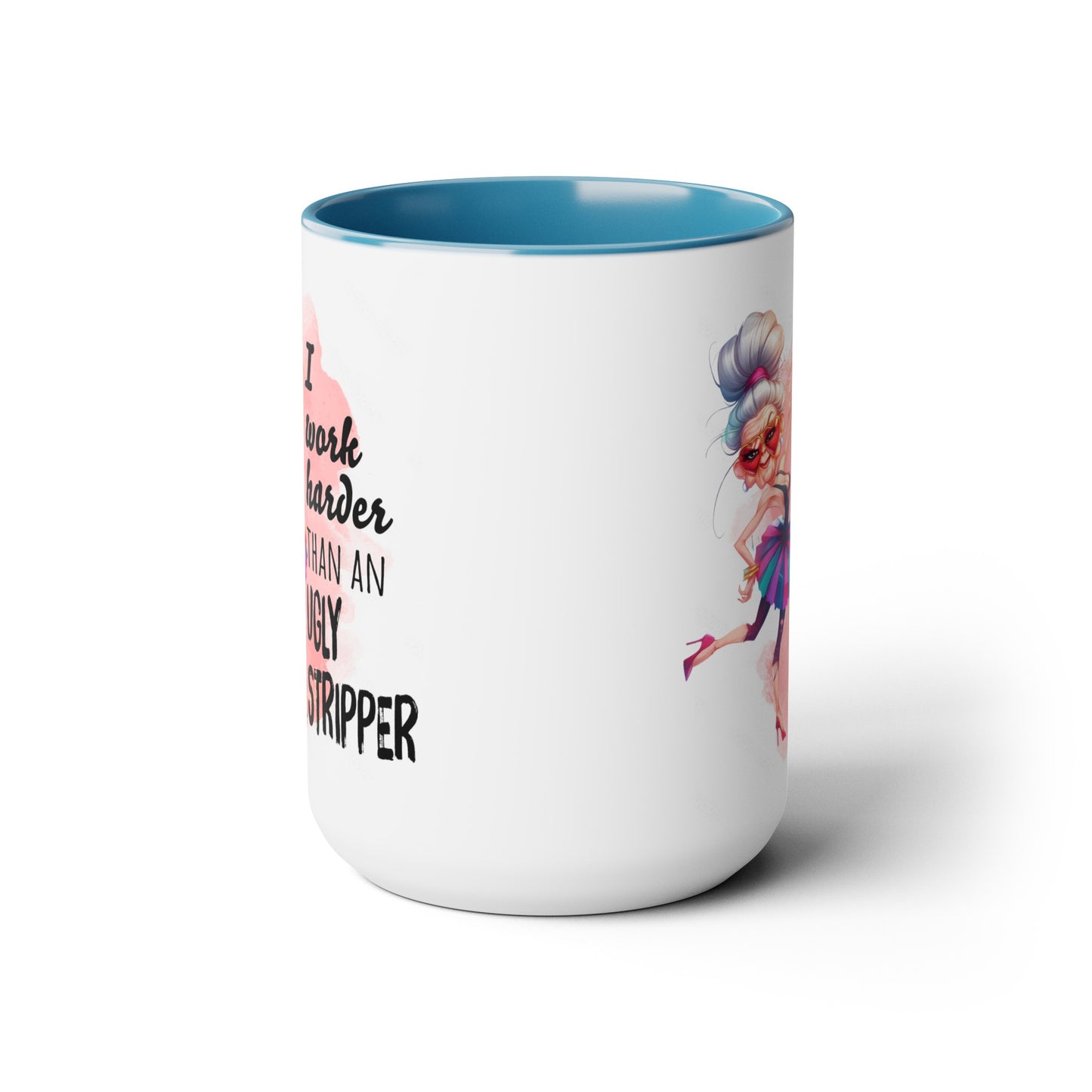 Work Harder Two-Tone Coffee Mugs, 15oz