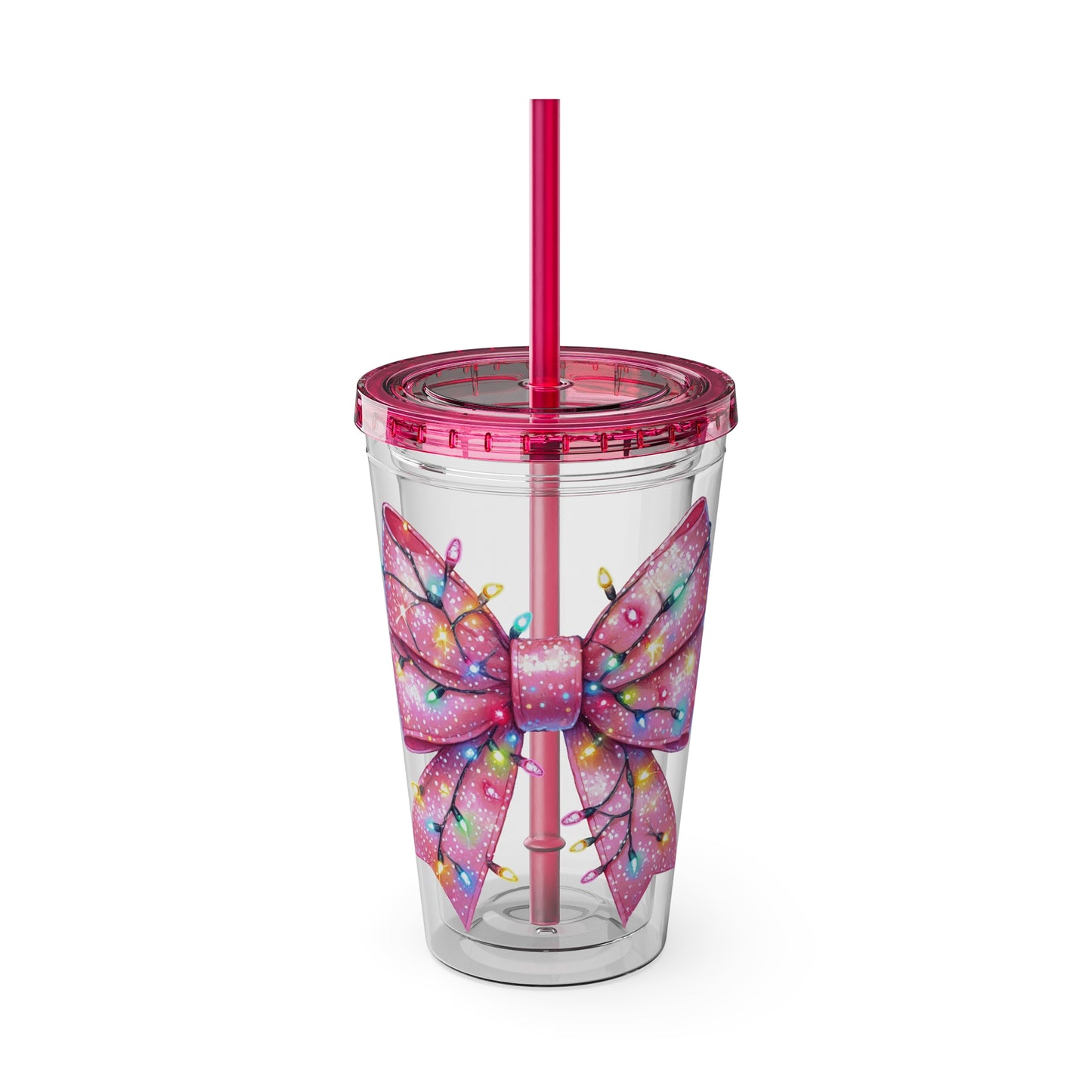 Pink Christmas  Sunsplash Tumbler with Straw, 16oz