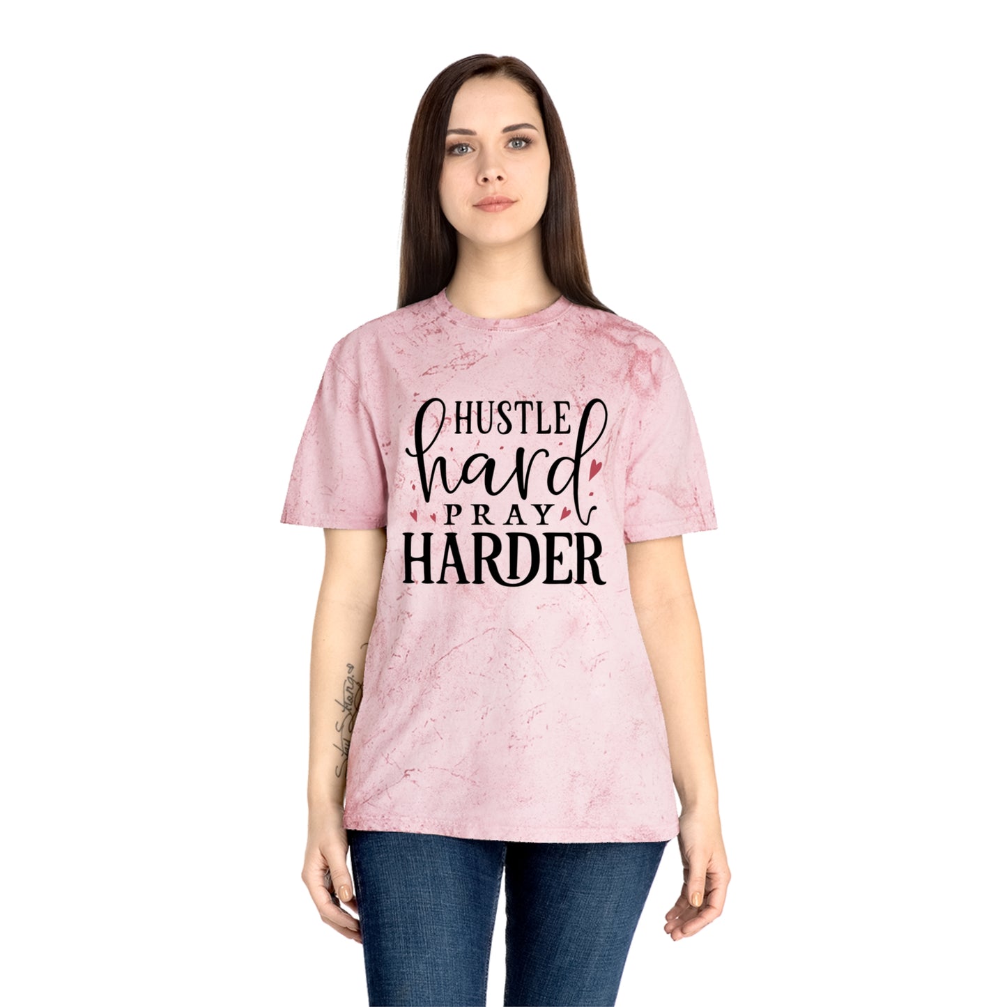 Hustle Hard Prayer Harder Unisex Color Blast T-Shirt