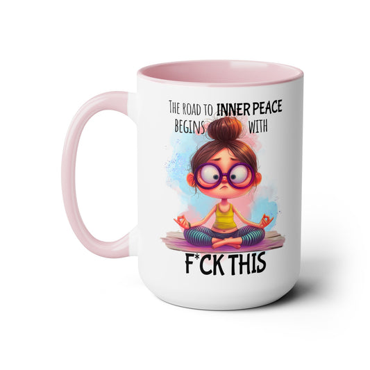 Road to Inner Peace Two-Tone Coffee Mugs, 15oz