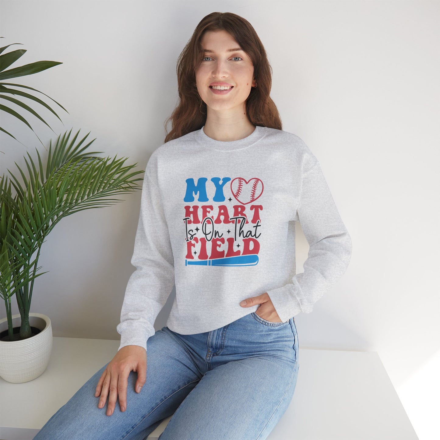 Heart is on that Field Unisex Heavy Blend™ Crewneck Sweatshirt