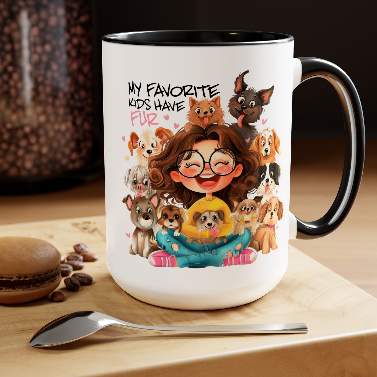 Favorite Kids Have Fur Two-Tone Coffee Mugs, 15oz