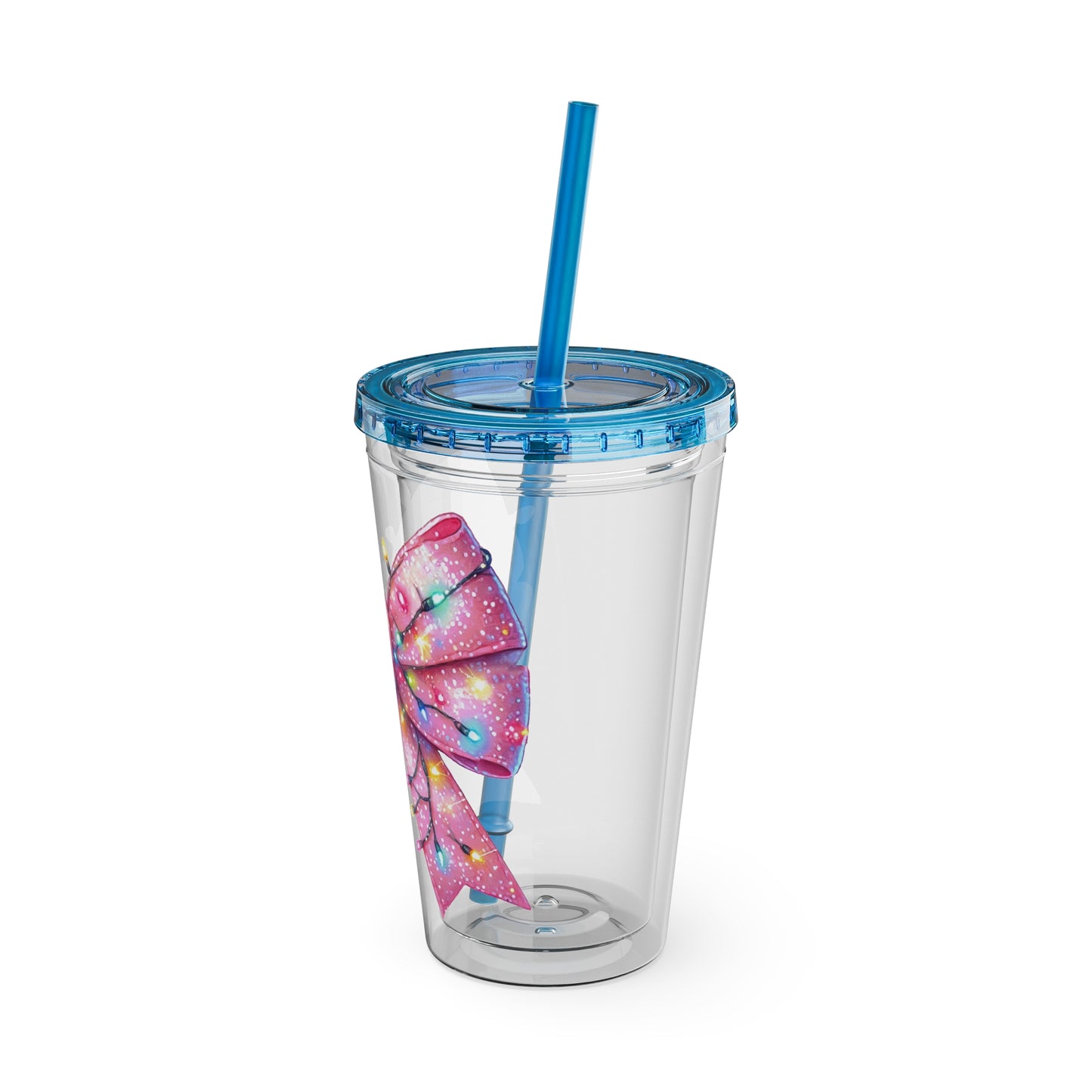 Pink Christmas  Sunsplash Tumbler with Straw, 16oz