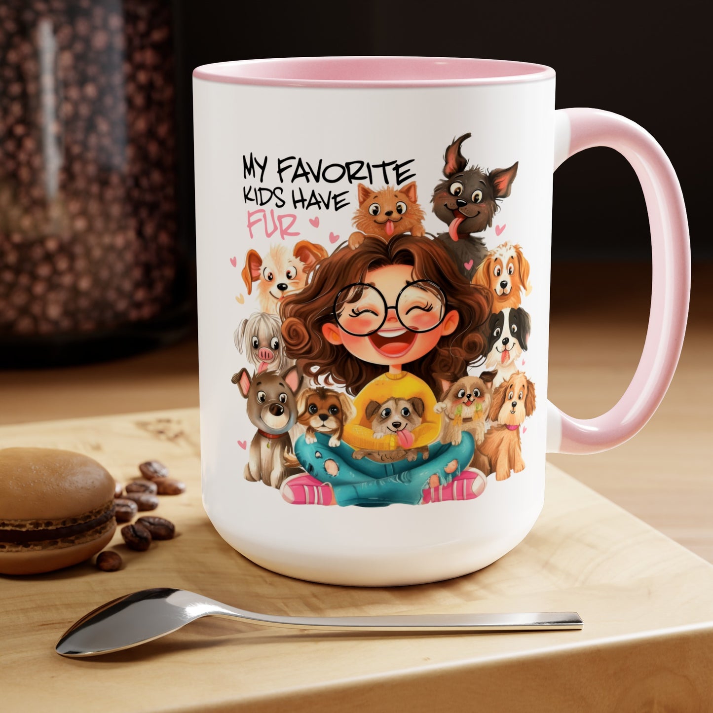 Favorite Kids Have Fur Two-Tone Coffee Mugs, 15oz