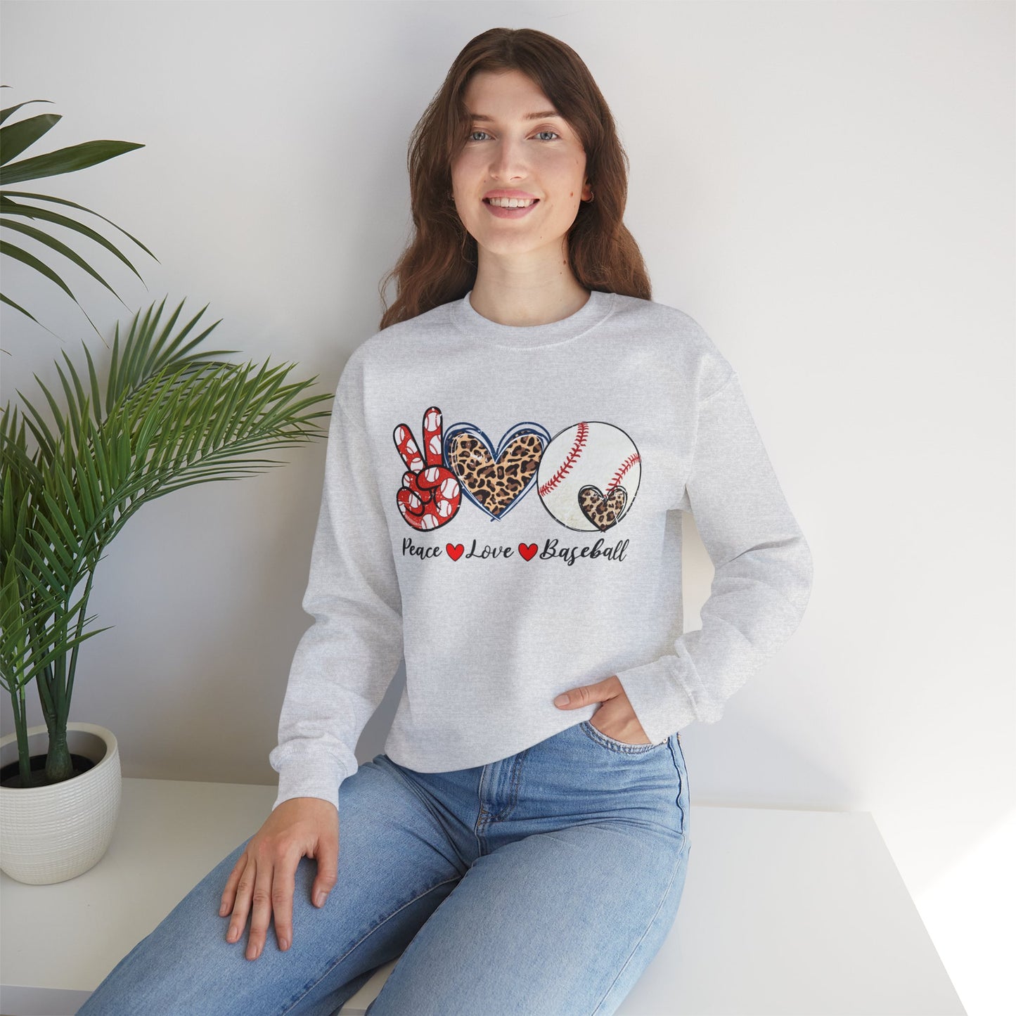 Peace LOVE Baseball Unisex Heavy Blend™ Crewneck Sweatshirt