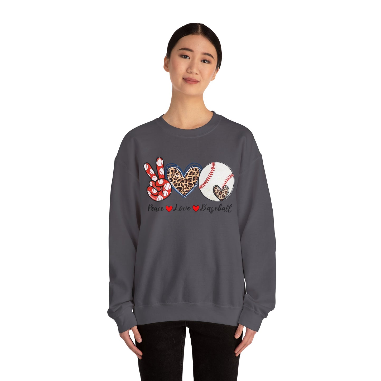Peace LOVE Baseball Unisex Heavy Blend™ Crewneck Sweatshirt
