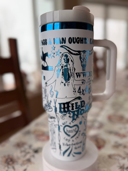 Lainey Wilson–Inspired 40oz Laser Engraved Tumbler | Country Music Tribute Cup