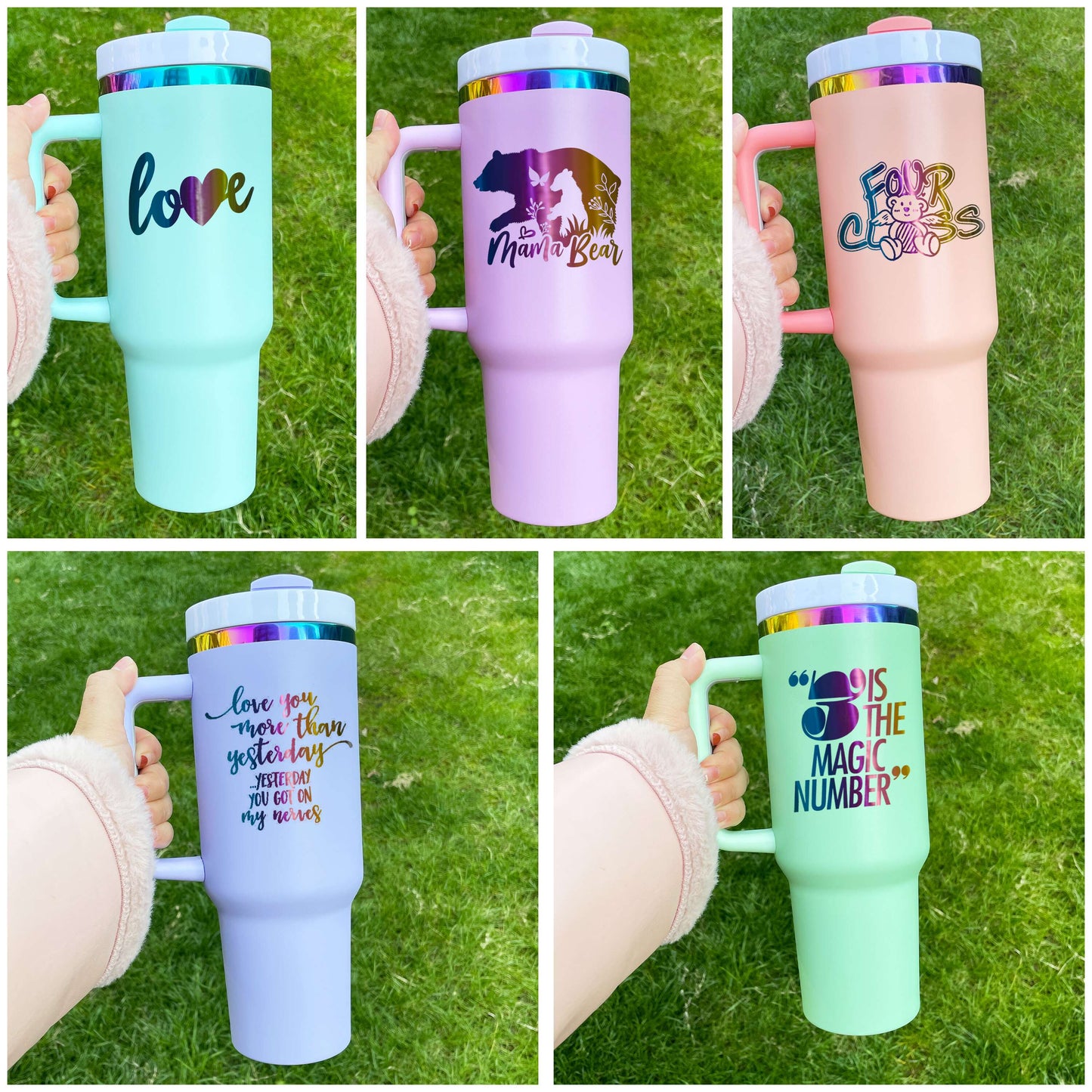 40oz Rainbow Macaron Tumblers